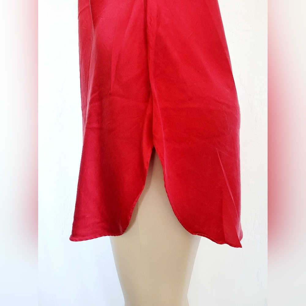 Victoria's Secret Gold Label Luxe 100%Silk SexyRed Slip Chemise Nightgown Medium - Picture 10 of 16